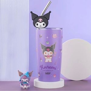 Sanrio Kuromi Thermal Steel Water Bottle Cup with Straw
